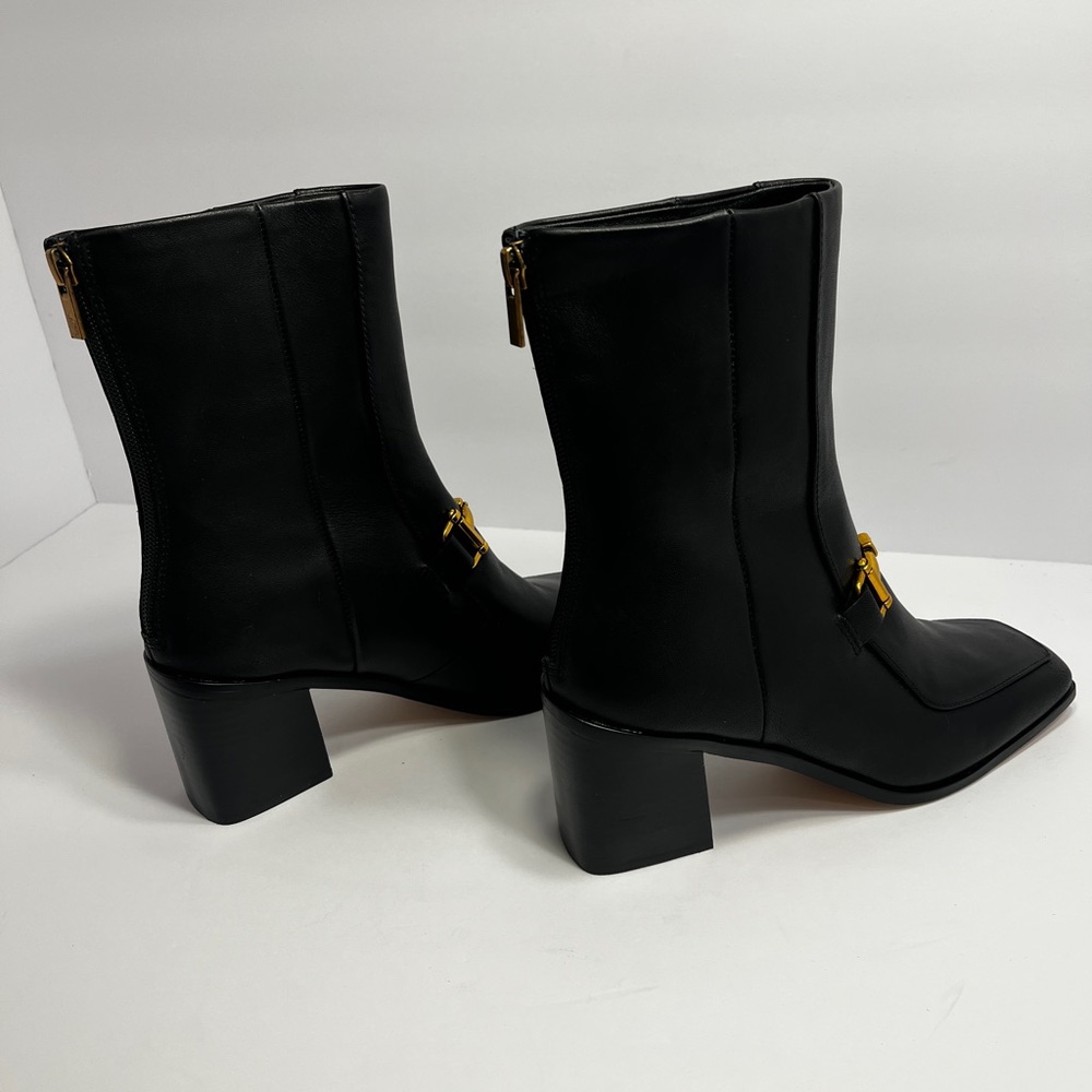 NWOT Zac Posen Metal Bit Leather Equestrian Square Toe Ankle Zipper Boot SZ 6.5 - Picture 5 of 9